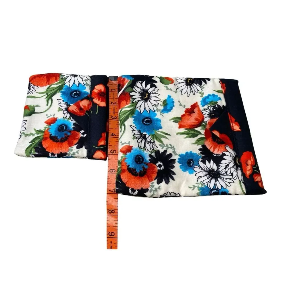 Lot of 3 Floral Reversible Fabric Snap Pouch Set Gift Card Coin Holder Organizer